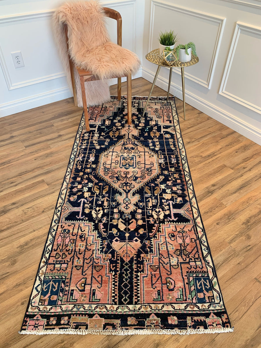 Noori Rug Fine Vintage Distressed Horton Rust/Navy Runner - 4'11 x 10'4