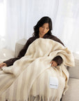Throw: The Wool Stripe Throw - Pale Taupe Stripe