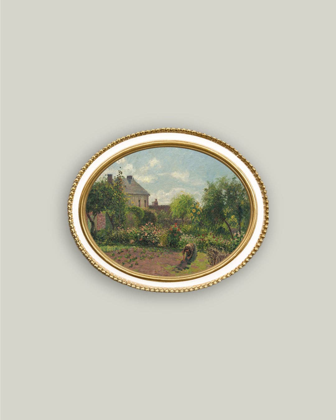 Art: Artist's Garden in Cream Oval Framed