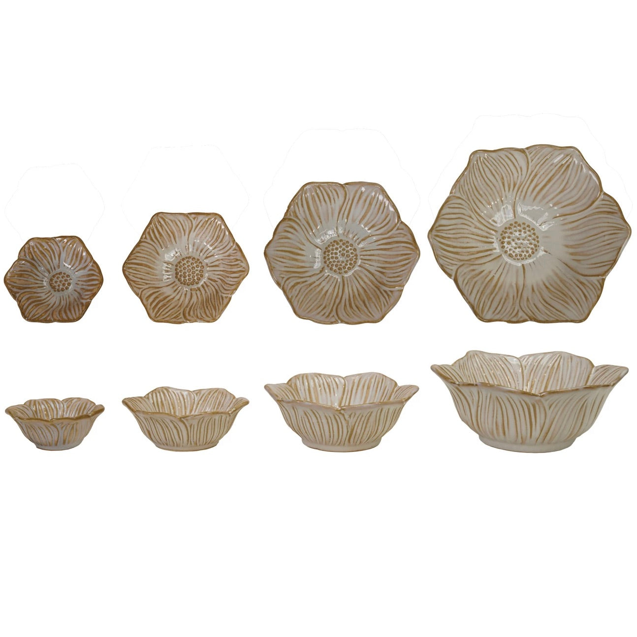 Bowls: White Stacking Flower Set