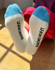 Socks: Le Bon Shoppe Gray with Pink and Blue.