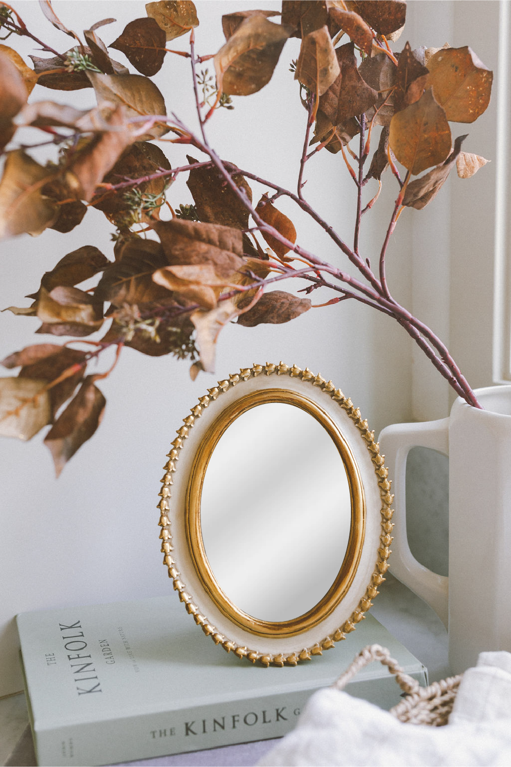 Mirror: Cream Gold Oval