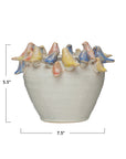 Planter: Stoneware with Birds on Rim