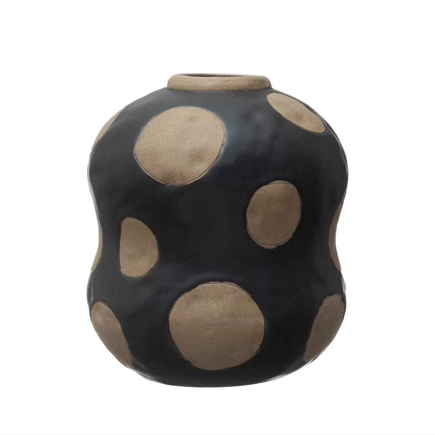 Vase: Polka Dot Stoneware 8"H
