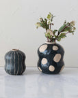 Vase: Polka Dot Stoneware 8"H