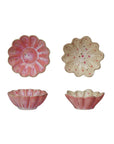 Bowls: Pink and Cream with Painted Dots.