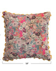 Pillow: Velvet Printed w/Hand Stitched Kantha