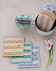 Pot Holder: Woven Cotton Striped Pot Holder Set