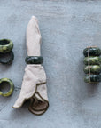 Napkin Rings: Green Marbled Resin, Set of 4