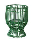 Lantern: Green Hand Woven Rattan