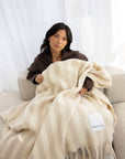 Throw: The Wool Stripe Throw - Pale Taupe Stripe