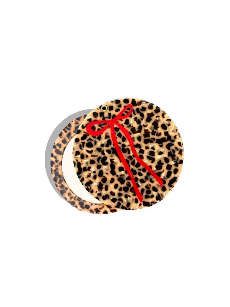 Compact: Hand-painted Leopard Bow