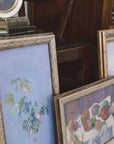 Flowers in a Glass Vase Framed Antique Art: 7x12