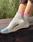 Socks: Le Bon Shoppe Gray with Pink and Blue.