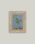 Flowers in a Glass Vase Framed Antique Art: 7x12