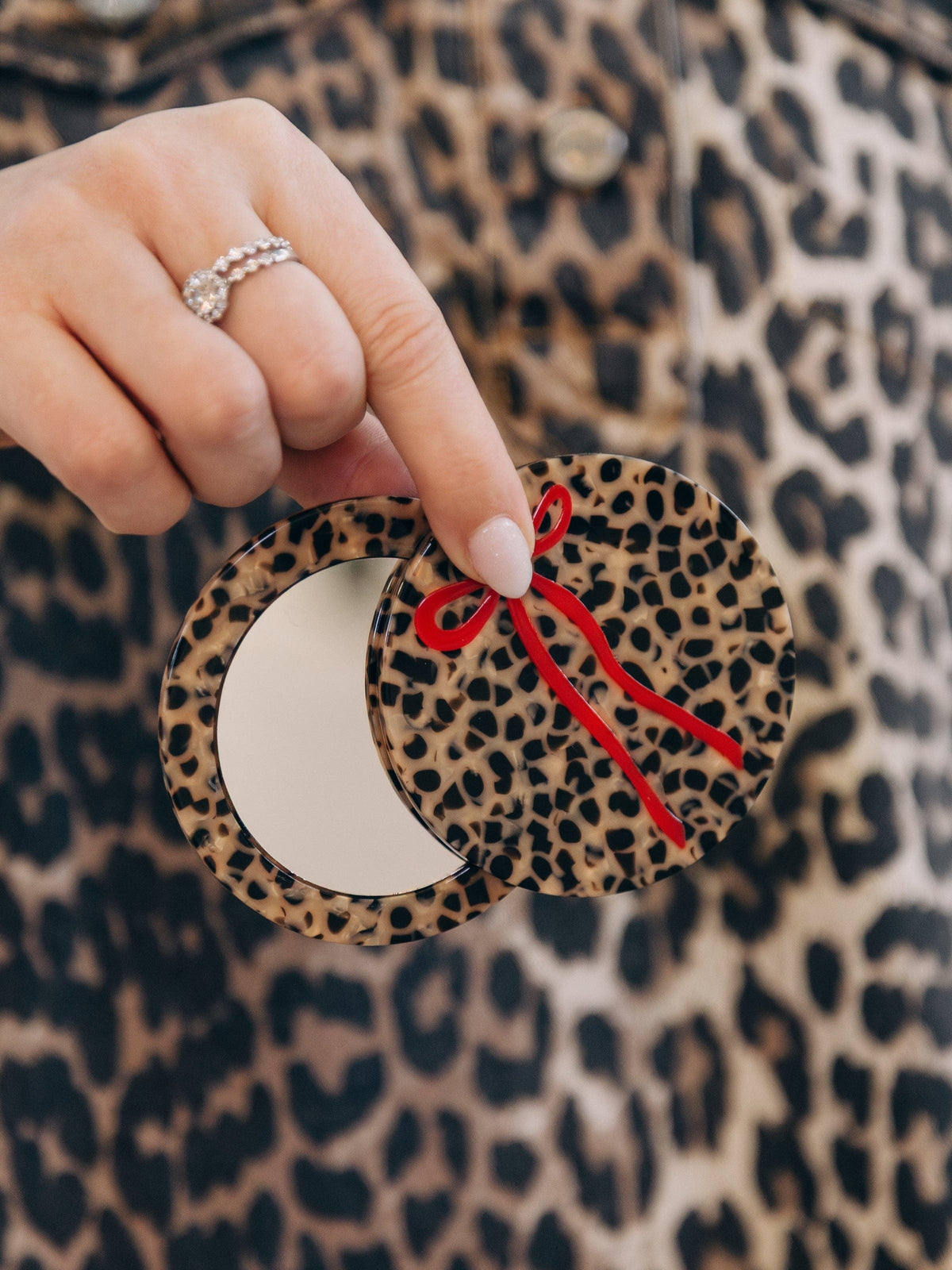 Compact: Hand-painted Leopard Bow