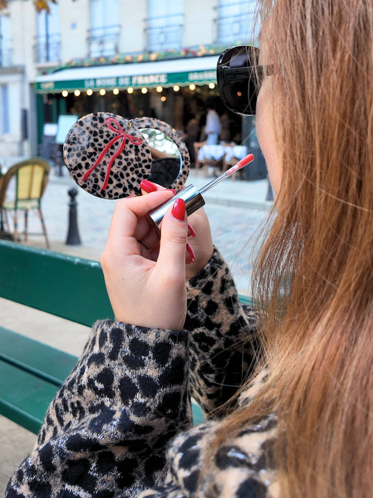 Compact: Hand-painted Leopard Bow