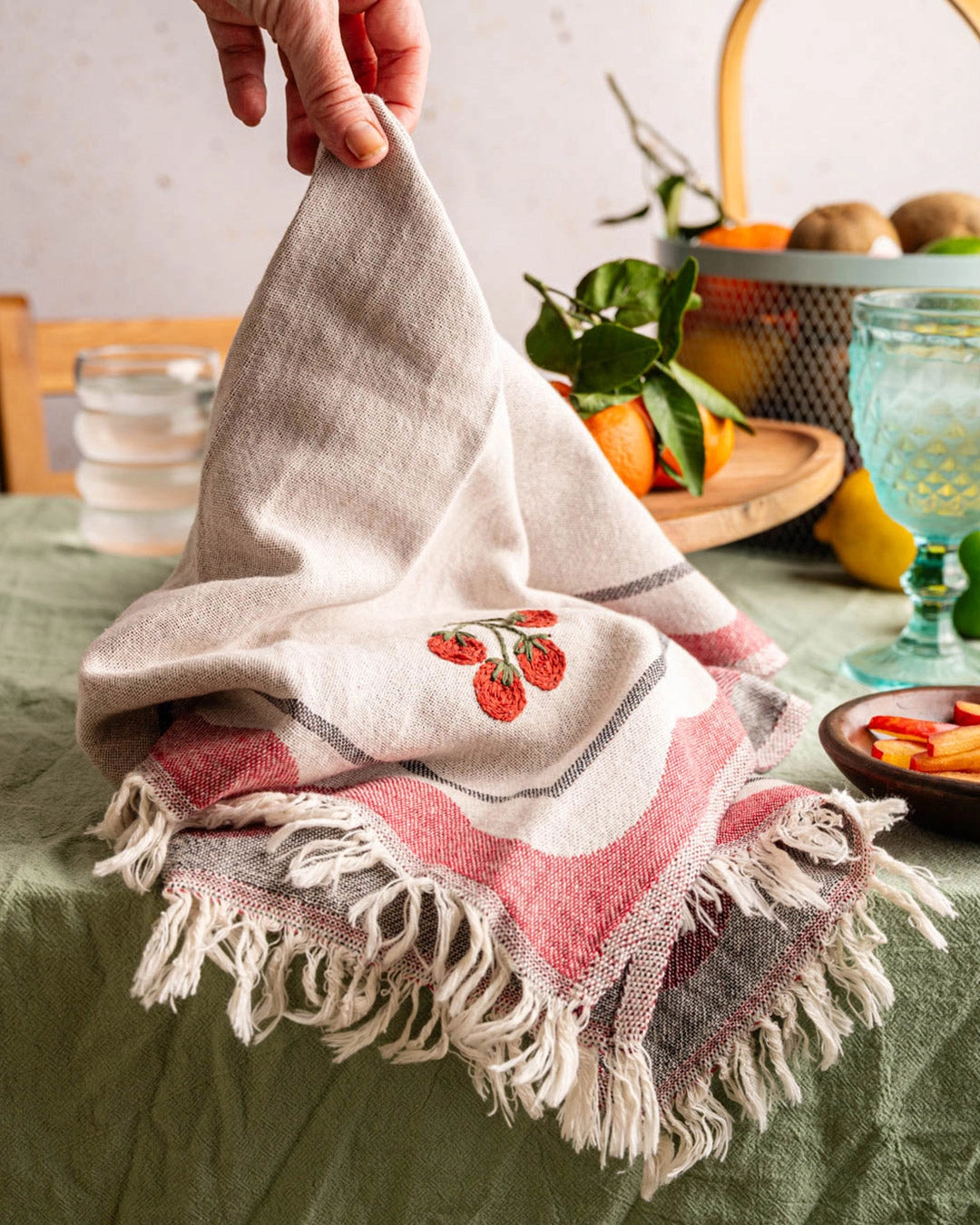 Towels: Tomato Handstitched