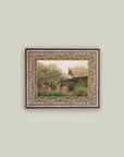 Rabbits on a Log Framed Antique Art: 7x5