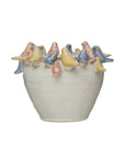 Planter: Stoneware with Birds on Rim