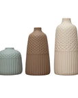 Vase: Debossed White Stoneware