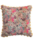 Pillow: Velvet Printed w/Hand Stitched Kantha