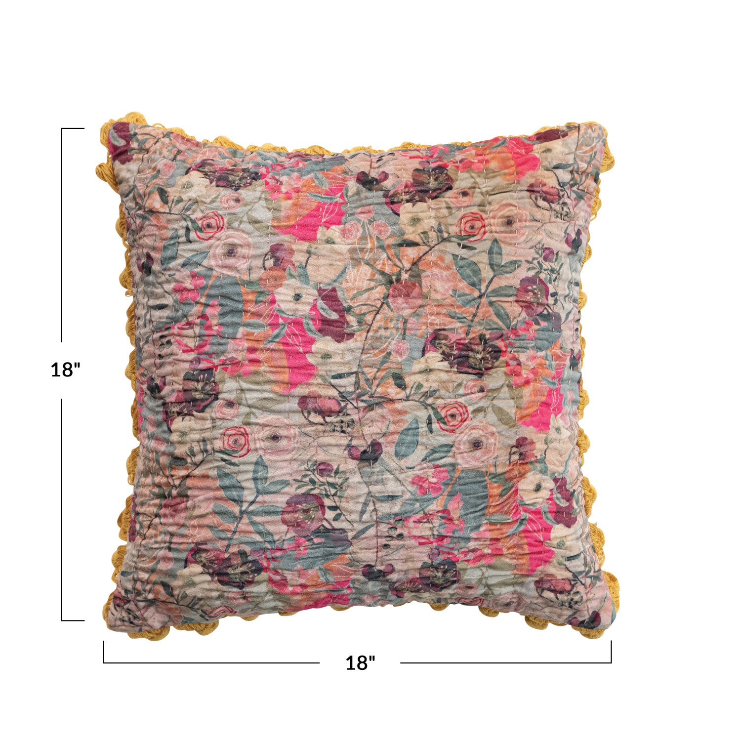Pillow: Velvet Printed w/Hand Stitched Kantha