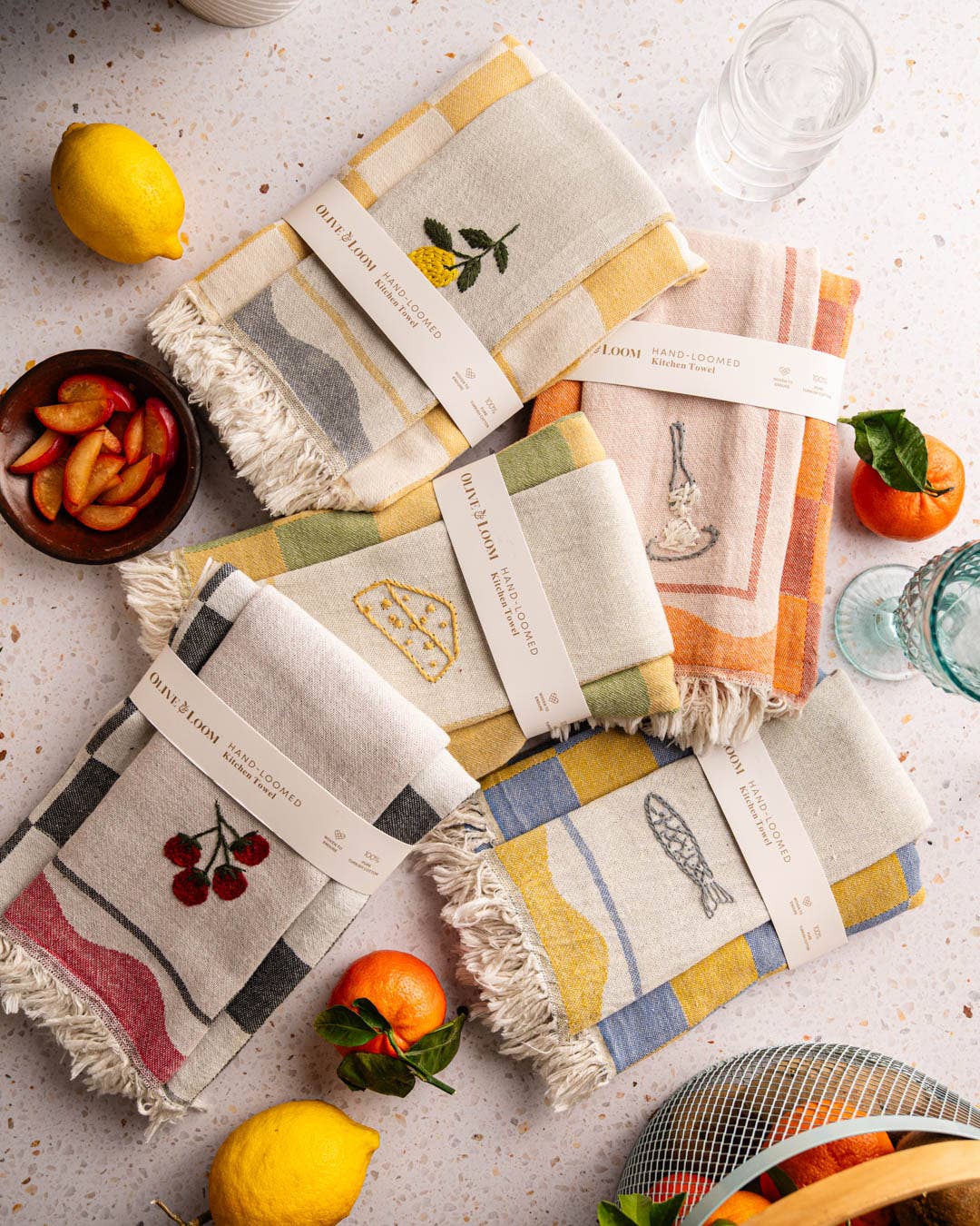 Towel: Hand Stitched Lemon