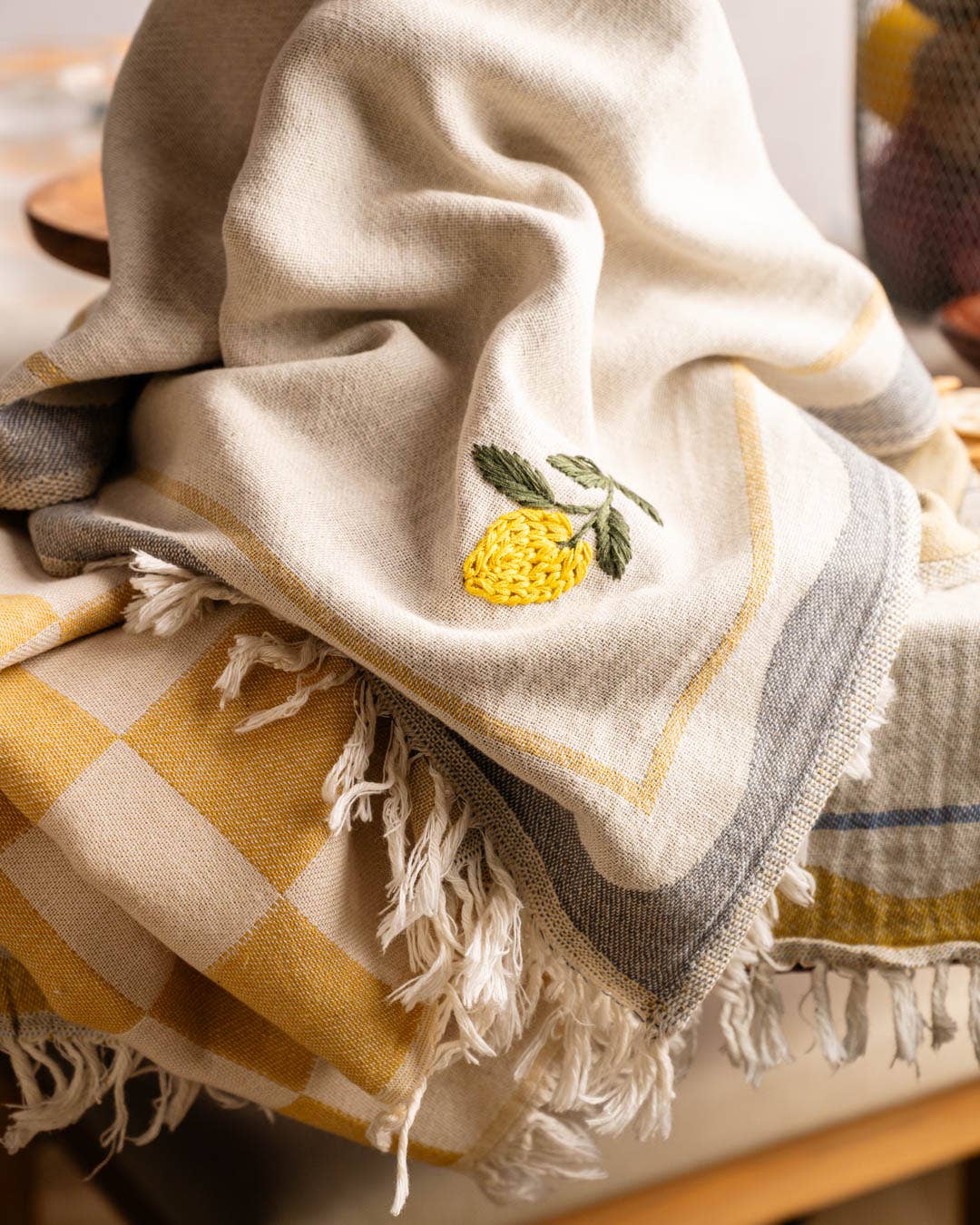 Towel: Hand Stitched Lemon