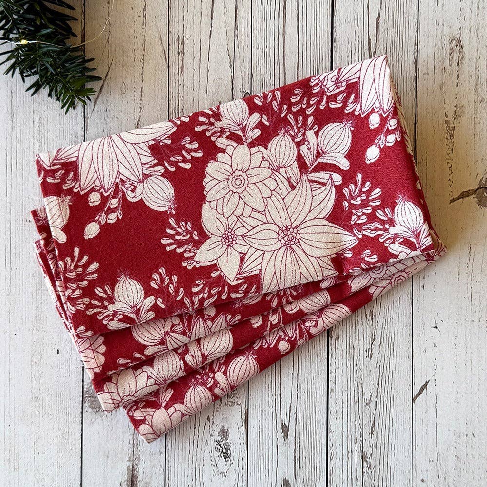 Napkins: Poinsettia Flower Set of 4