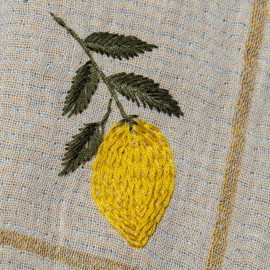 Towel: Hand Stitched Lemon